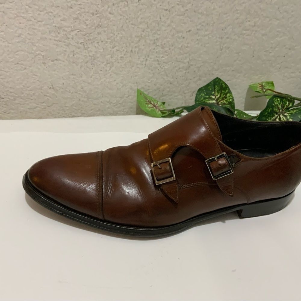 To Boot New York Men’s  8 brown leather double monk strap cap-toe dress shoes